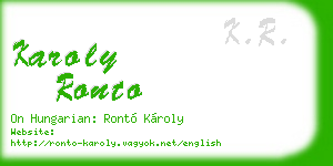 karoly ronto business card
